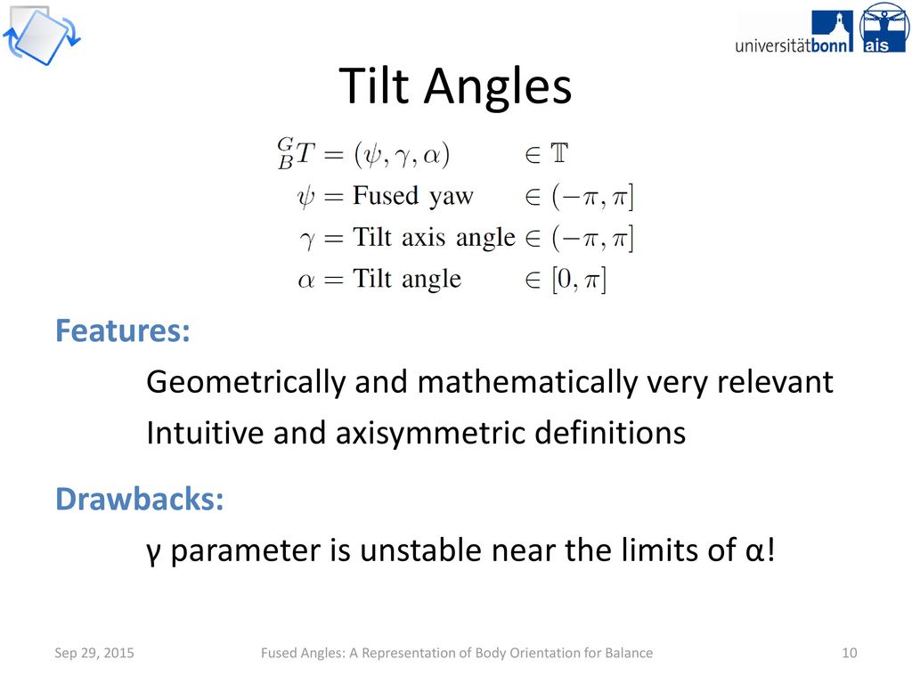 Fused Angles A Representation Of Body Orientation For Balance Ppt